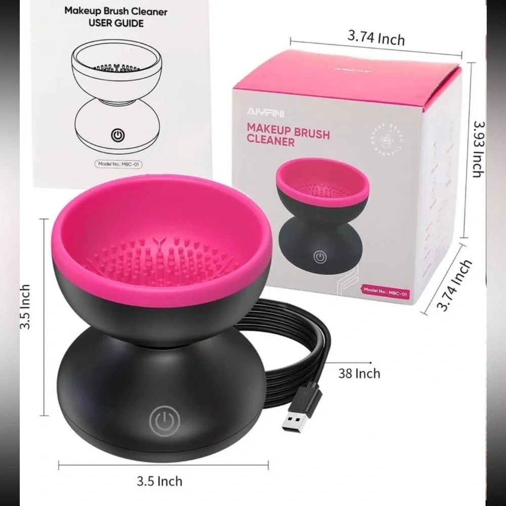 Electric Makeup Brush Cleaner Powerful Cleaner Pink & Black